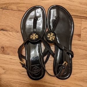 Tory Burch black patent sandals